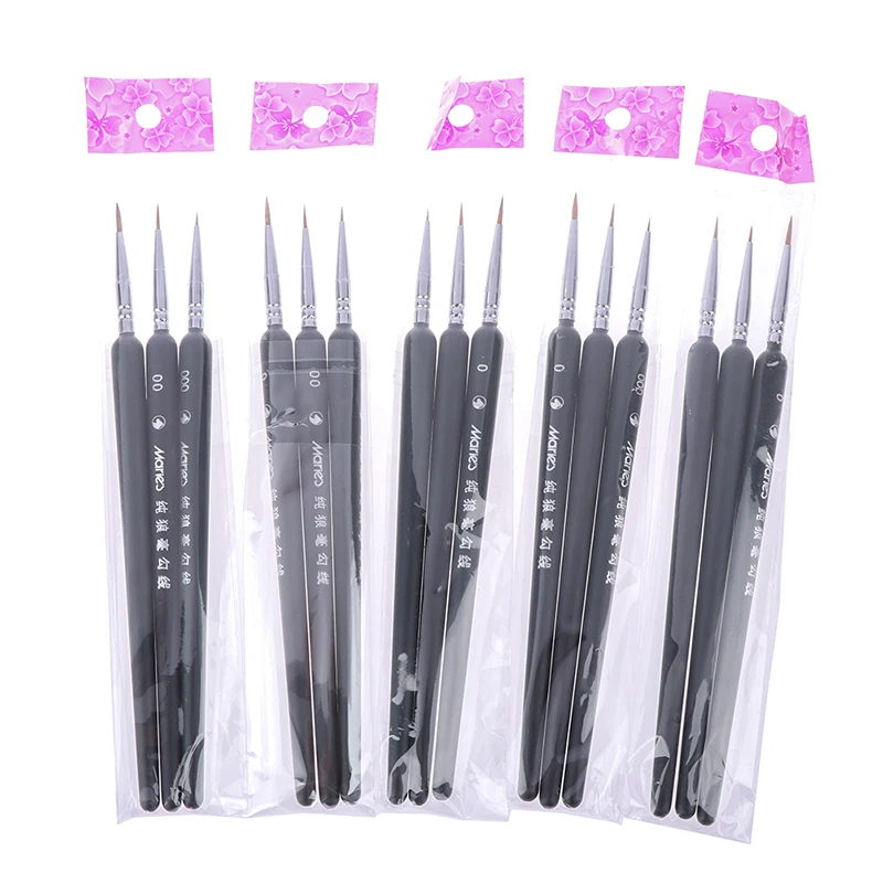

3 Pcs 0/ 00/ 000 Miniature Paint Wolf Hair Professional Paint Brush For Art