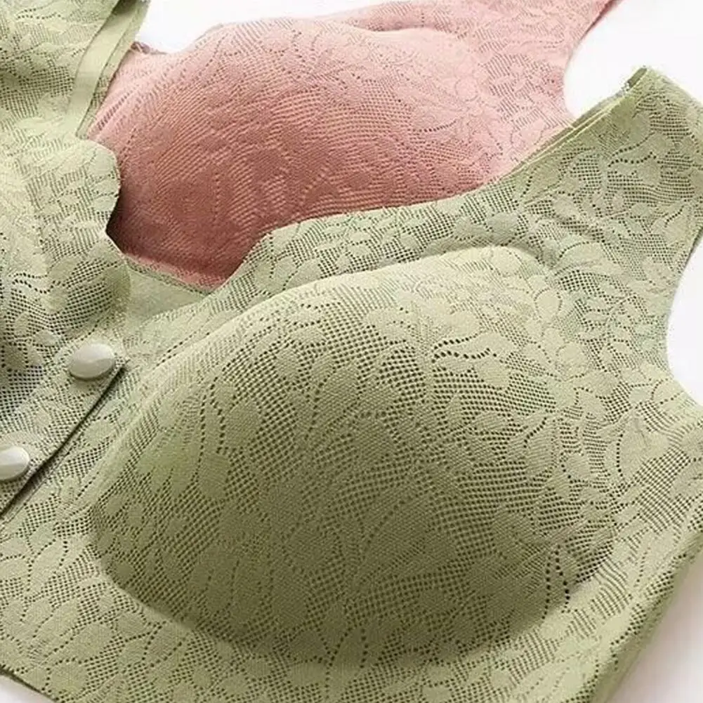 

Women Bra Comfortable Lace Front Closure Bras for Women Wide Shoulder Strap Full Coverage Easy Corset Women Front Button Bra