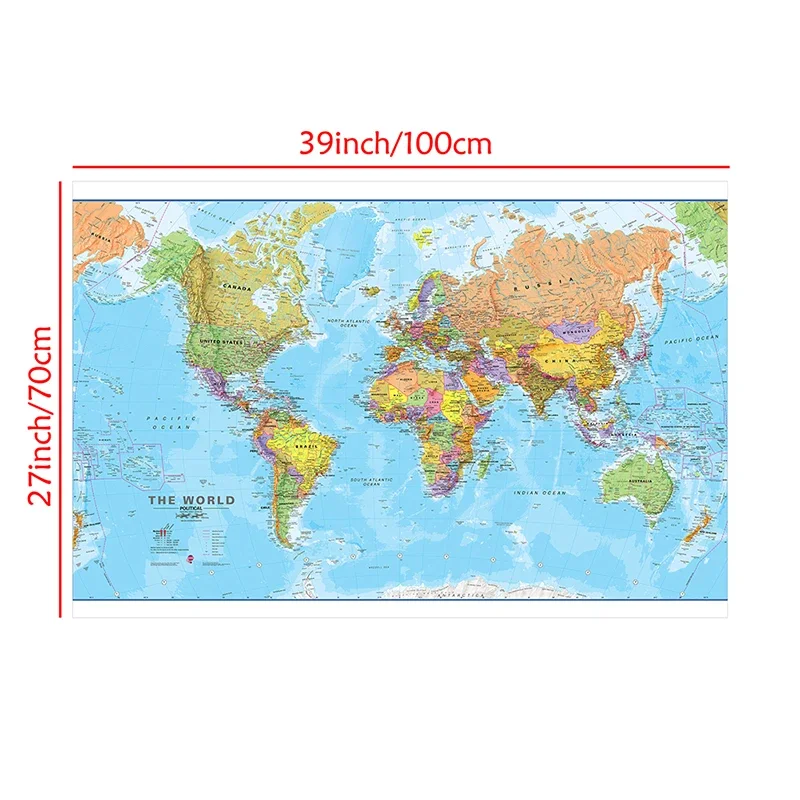 The World Political Map 100*70cm Non-woven Canvas Painting Wall Art Poster Unframed Print Living Room Home Decor School Supplies world map poster