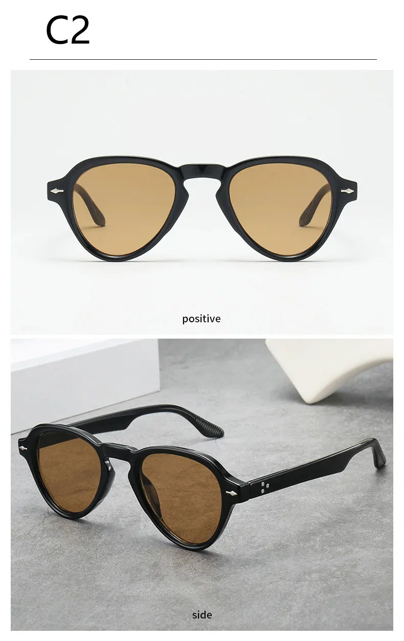 Handgefertigte Sonnenbrille im japanischen Stil, Aviator Retro-Markendesign-Brille, mehrfarbige Persönlichkeitsbrille, UV400-Schutz – Detail 11