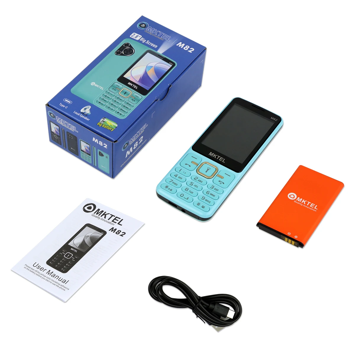 MKTEL M82 Feature Phone 2.4inch Display Dual Sim Dual Standby MTK6261M 1800mAh MP3/MP4/FM/Radio/Bluetooth/GPRS/GSM 850/900/1800/ 6