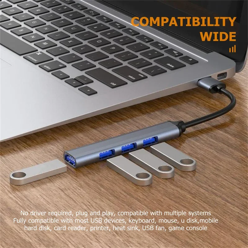Ultra Slim 4-Port USB-C Hub with Plug & Play Multi-Device Connectivity