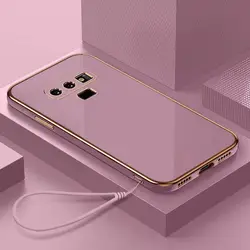 Luxurious Plating Square Phone Case - Shockproof Soft TPU Silicone Back Cover for Galaxy Note9 (Gs6D purple)