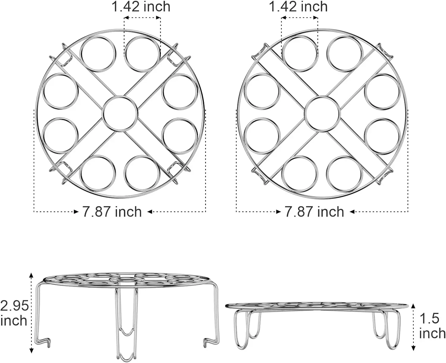 Egg Steamer Rack Stainless Steel Trivet for Instant Pot Accessories Fit 6 8 Qt Pressure Cooker Ninja Foodi Cook 18 Eggs 2 Pack S