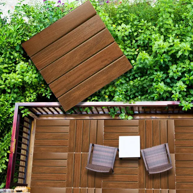 Fa Padlónövelő Hordozható Vízálló Kopásálló, Reteszelő Fedélzeti Csempe Tornác Teraszos Otthoni Út Garázs - Image 6