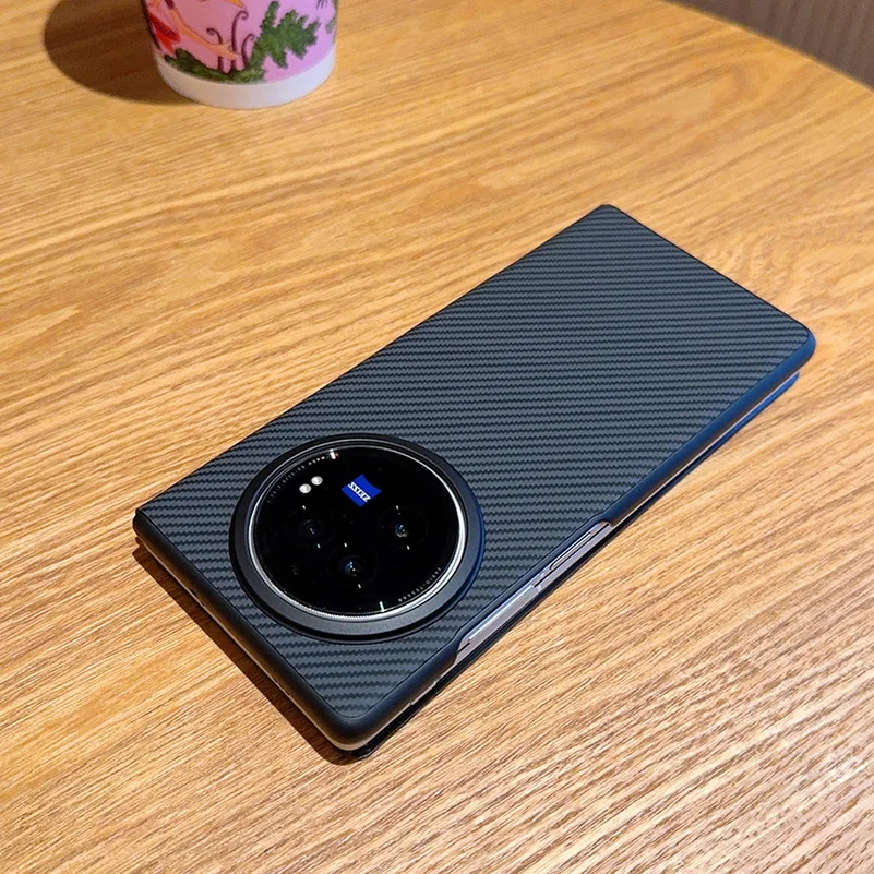 Luxury Leather Carbon Fiber Flip Case with Camera Protection - Fully Wrapped and Stylish