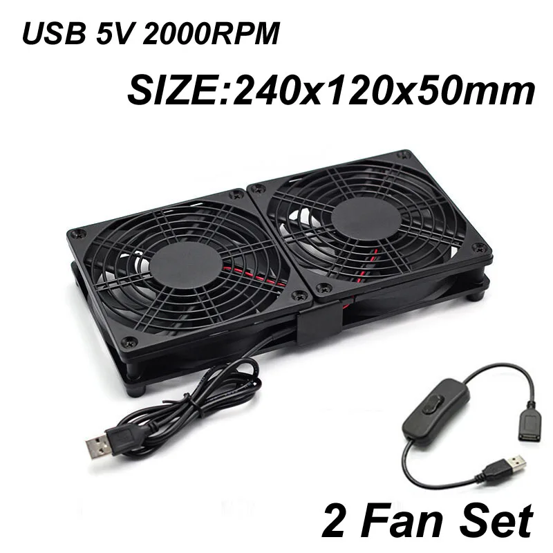 Router Cooling Fan DIY PC Cooler TV Box Wireless DC USB 5V Power 120mm/240mm/360mm 1/2/3/4 Fan Stand Holder Bracket
