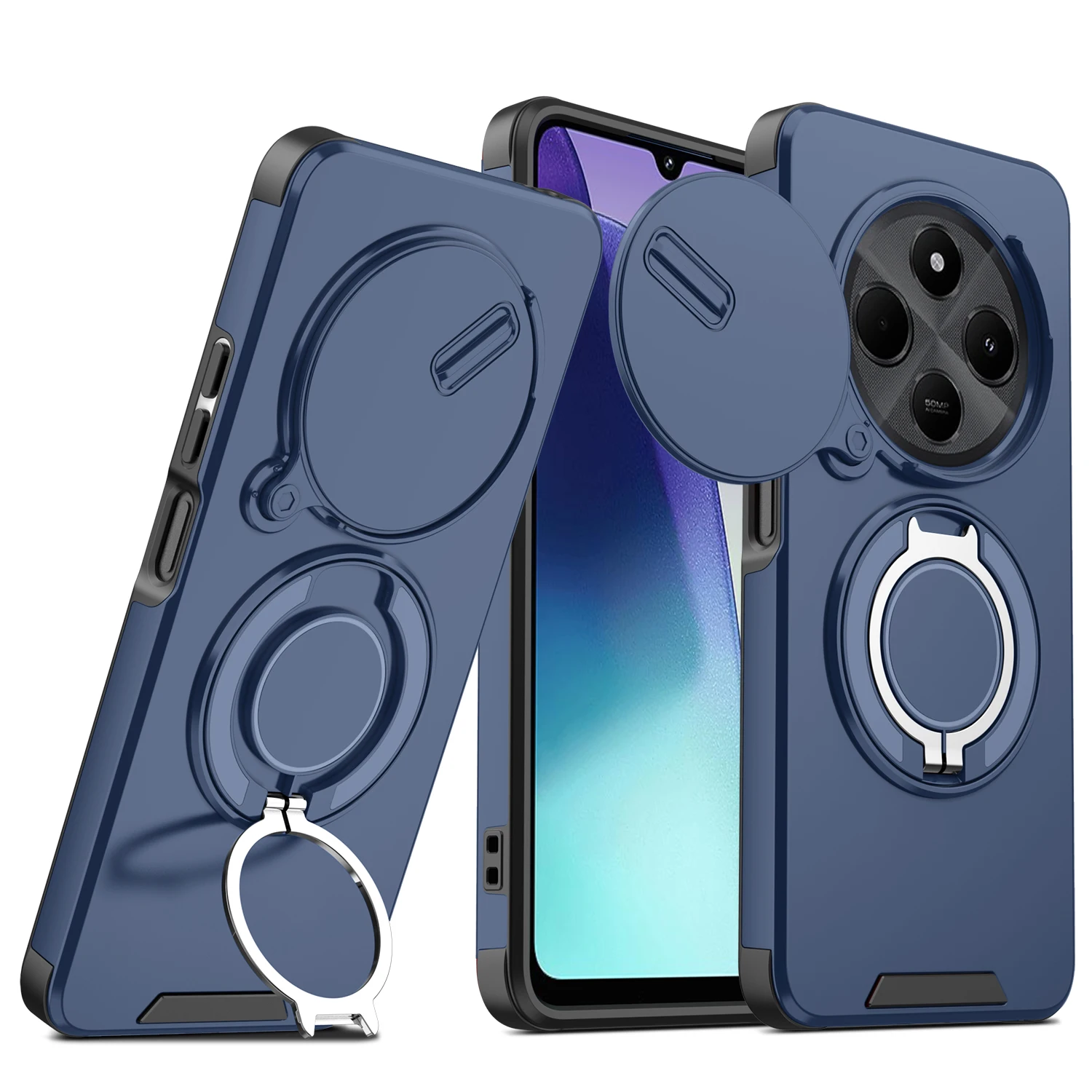Magnetic Ring Shockproof Armor Case with Slide Camera Protection Cover