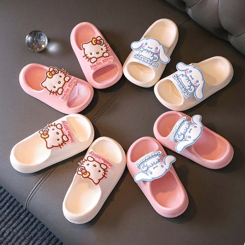 

Hello Kittys Sanrio Cartoon Slippers Antiskid Indoor Slippers Cute Anime Cinnamoroll Bathroom Non-Slip Soft Sole Home Shoes Gift