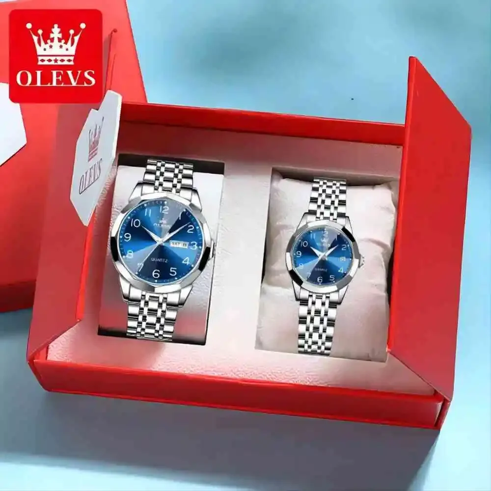 OLEVS Orologio da uomo con codice temporale, cinturino in acciaio