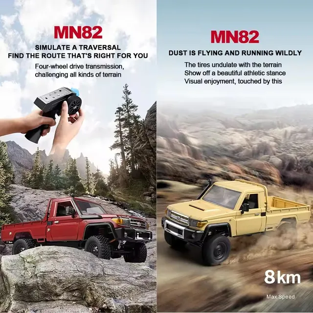 MN82 1:12 Retro Rc Car With LED Lights Full-scale Simulation LC79 Professional 4WD Remote Control Pickup RC Truck Model Toys 4