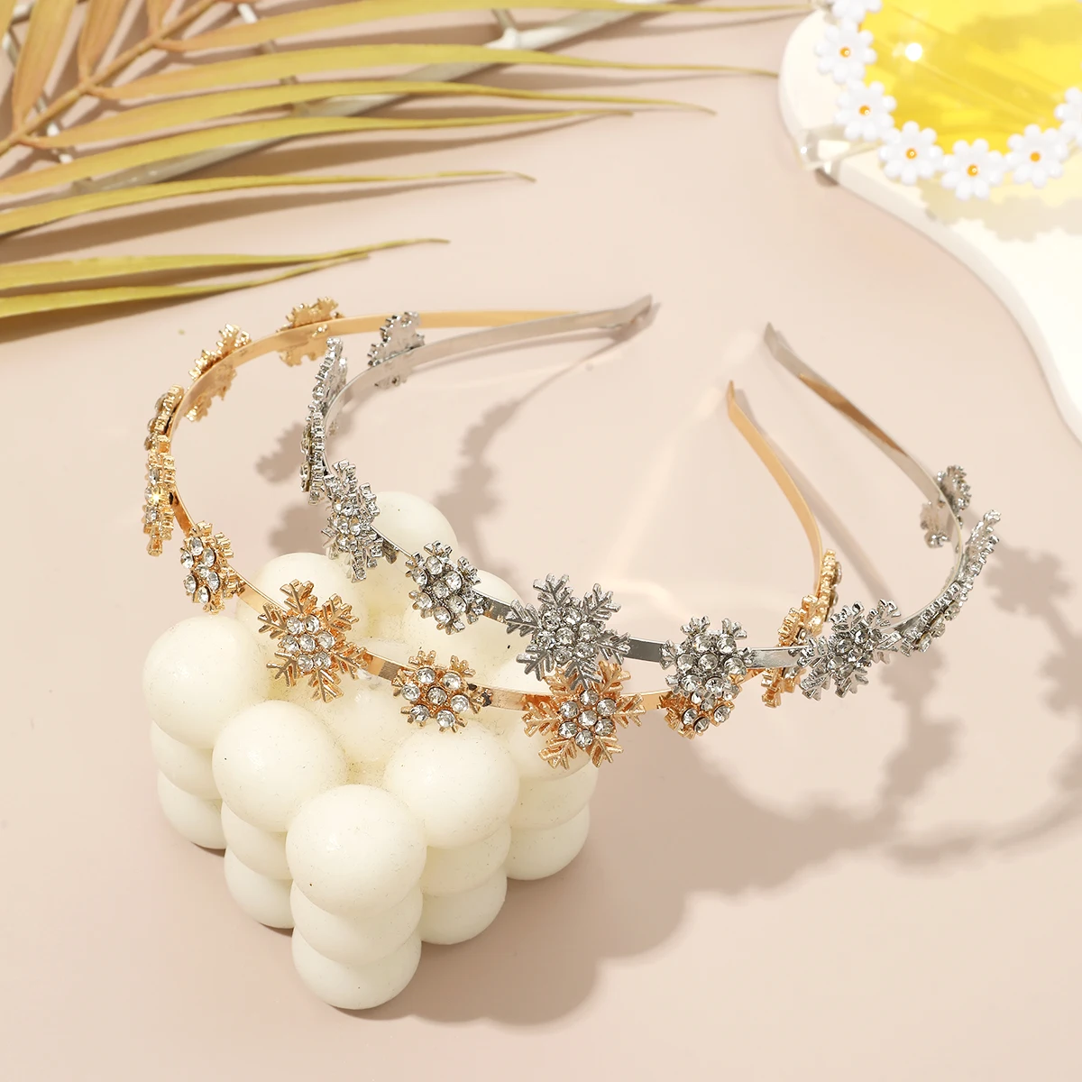 1pc New Fashion Rhinestone Snowflake Headband Party Holiday Hairband Women Girls Elegant Korean Hair Hoop Alloy Bride Headpiece