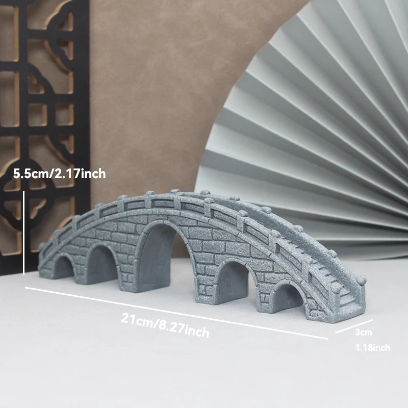 Miniature Sandstone Bridge Figurine for Decorative Landscaping and Fairy Gardens