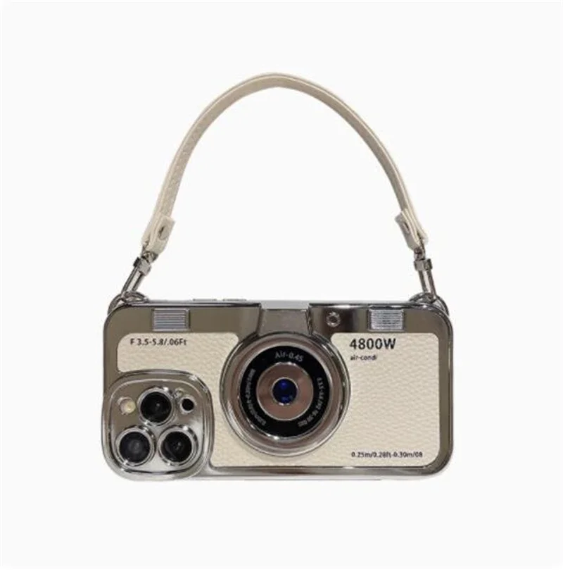 Vintage-Inspired TPU Soft Phone Case with Crossbody Strap Cover
