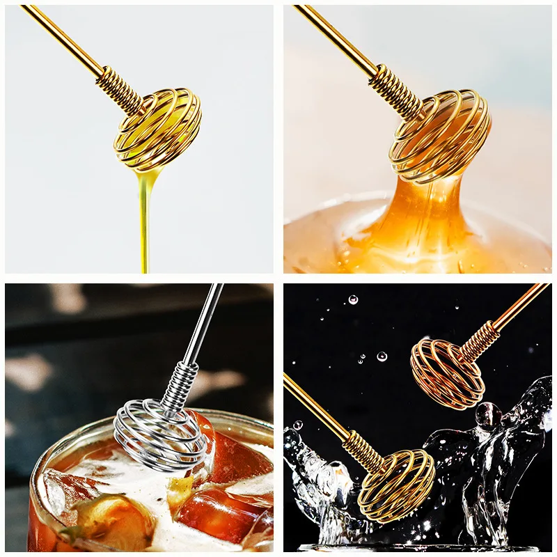 2PCS honey spoon long handle stainless steel bar cocktail mixing bar, milk tea, coffee, cocktail stirrer