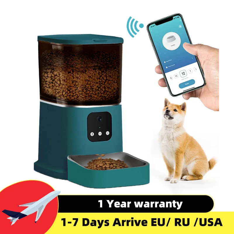 6L Automatic Cat Feeder Timing with Camera Video Smart Pet Feeder for