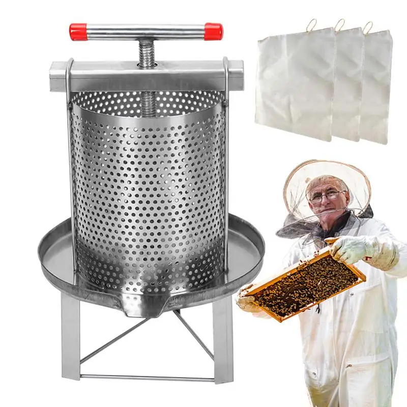 

Honey Spinner Extractor Thickened Food-Grade Stainless Steel Honey Spinner With 3 Honey Filters Household Manual Honey Press For