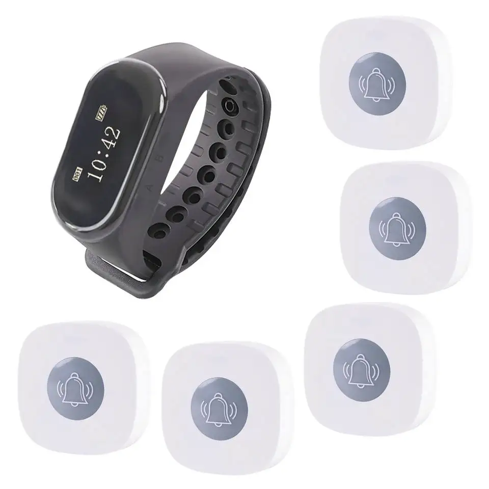 Pulseira sem fio receptor sistema de chamada paginação sem fio relógio de pulso à prova dwaterproof água pager restaurante garçom enfermeira relógio de pulso pager