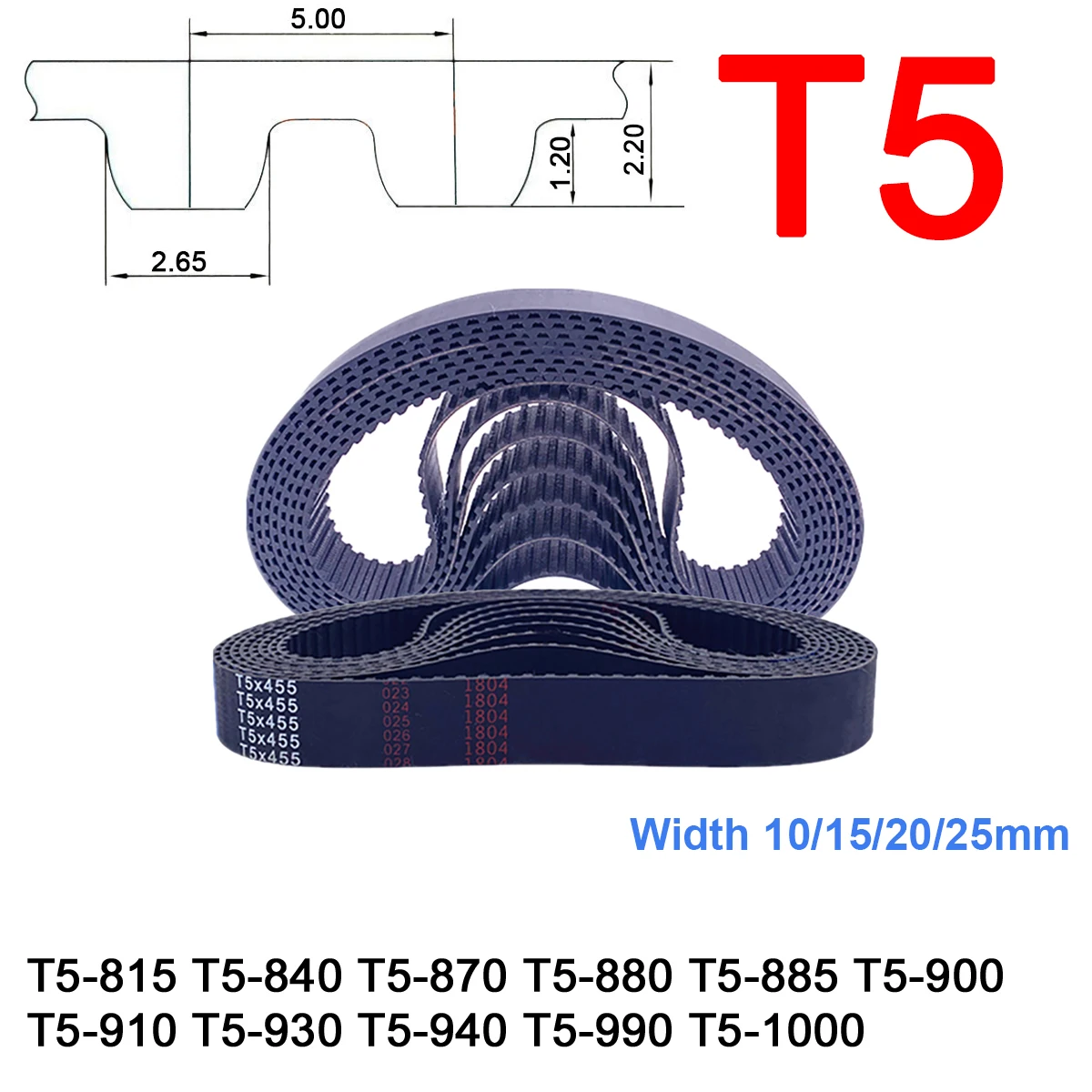 Courroie Transmission Moto HTD5M | Longueur 860mm, Largeur 25mm | 172 Dents | Pour Variateur Scooter, Quad