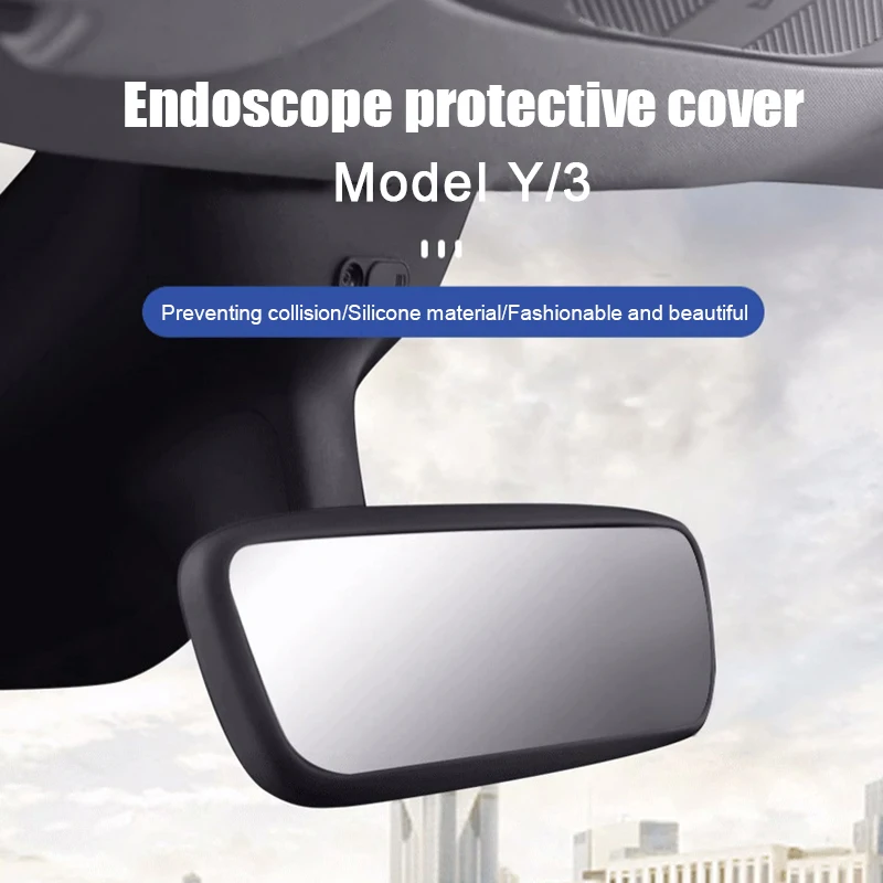 Silicone Rear View Mirror Protector Frame For Model 3 Y S X Center Console Accessories Interior Rearview Cover Rubber Case