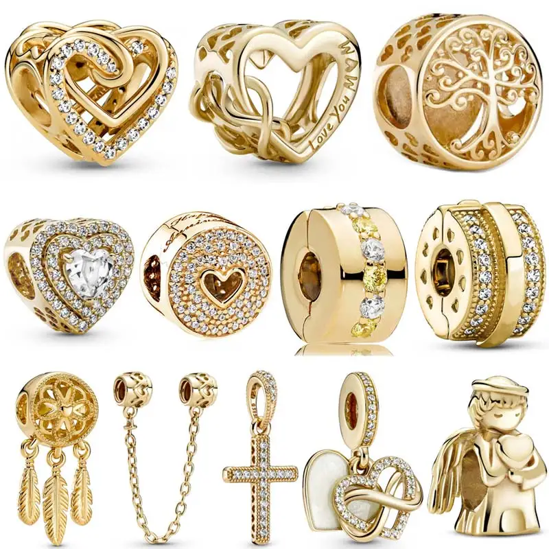 

Authentic 925 Sterling Silver Shine Sparkling Entwined Hearts Charm Bead Fit Pan Bracelet & Necklace Jewelry