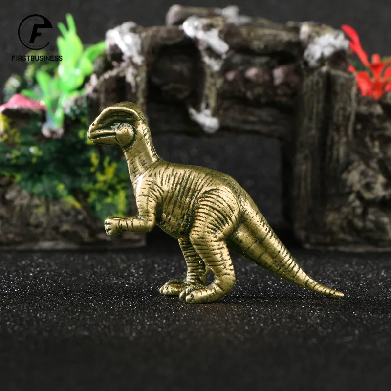 Ottone Massiccio Allosaurus Dinosaur Jurassic Dinosaur Family Piccola Statua Office Desktop Ornaments Tea Pet Crafts Figurine Di Animali