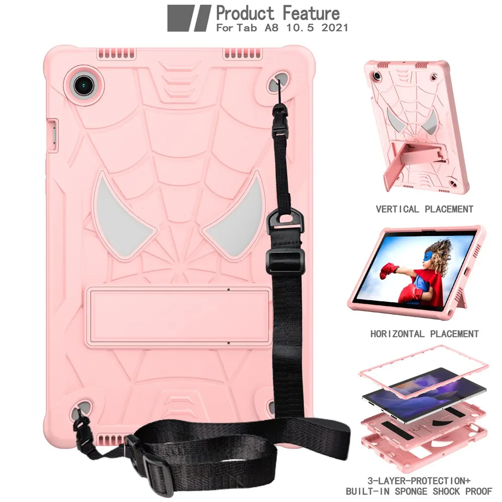Coque Pour Samsung Galaxy Tab A8 Sm-X200 X205 10.5 Pouces 2021 Kids Cover Silicone + Pc Case Tab A8 10.5 "Sm-X205 + Bandoulière