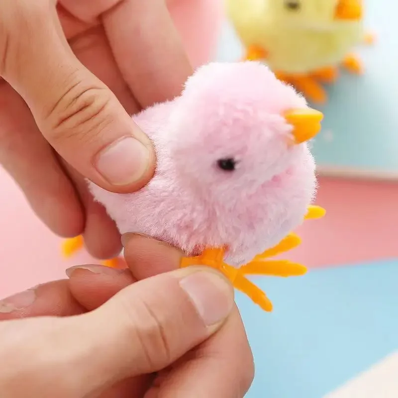 Cute Wind Up Chick Plush Animals Toy Kids Boy Girl Stuffed Animals Clockwork Walking Toys 1pcs