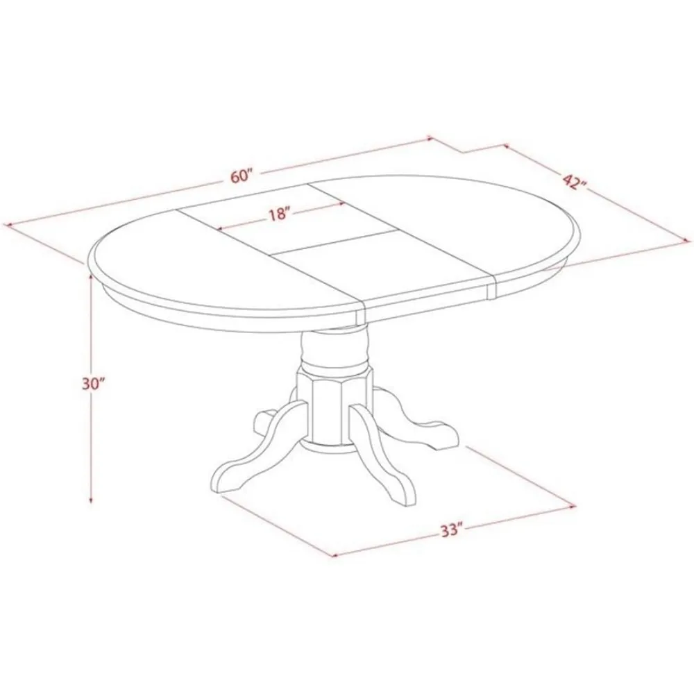 Solid Wood Kitchen Dining Table- An Oval Solid Wood Tabletop with Butterfly Leaf & Pedestal Base, 42x60 Inch, Dining Room Table 3