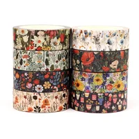 2025 NEW 1PC 10M Decor Wild Flowers Paper Washi Tapes Set for DIY Scrapbooking Adhesive Masking Tape Cute Journaling Stationery 2