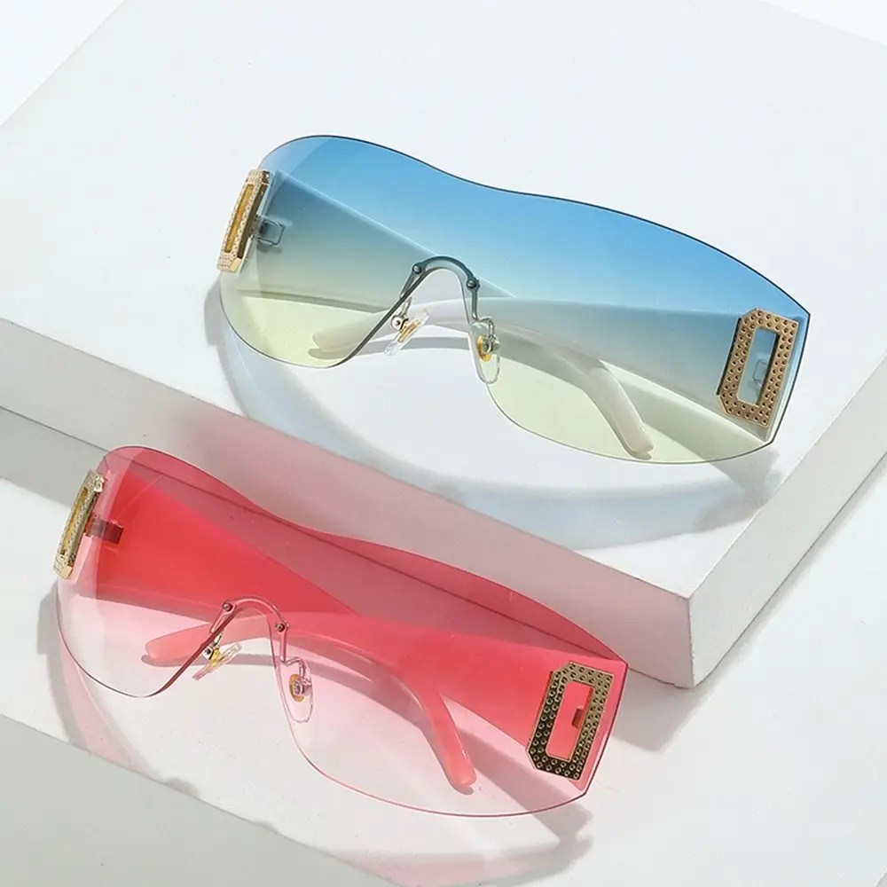 

Солнцезащитные очки без оправы UV400, солнцезащитные очки с защитой от ультрафиолета в стиле панк, спортивные солнцезащитные очки Y2K, солнцезащитные очки для женщин