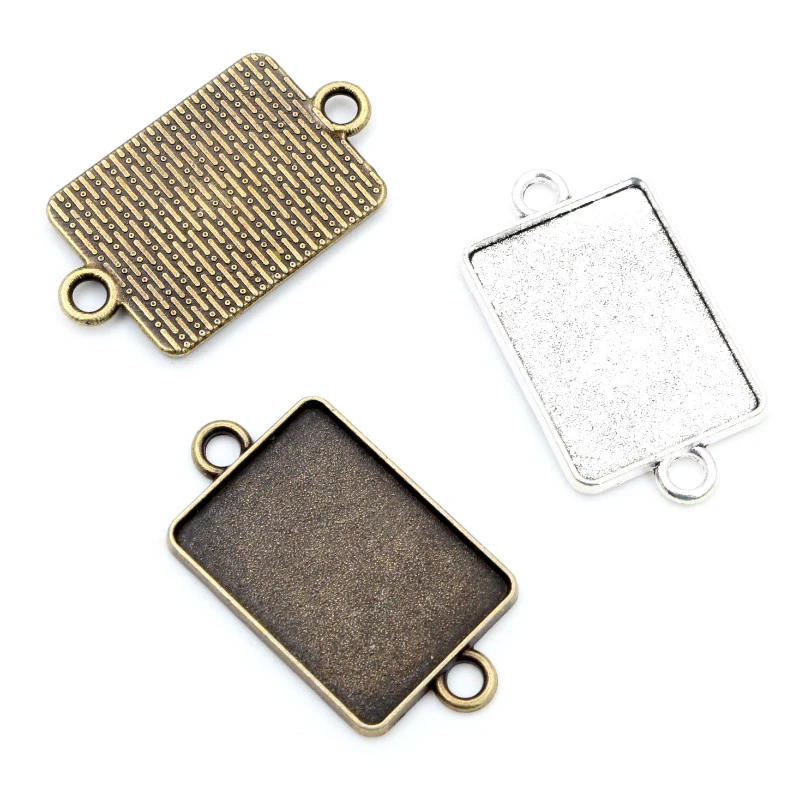 

10pcs 18x25mm Inner Size Rectangle Antique Silver Plated Bronze Classic Cameo Cabochon Base Setting Pendant necklace findings