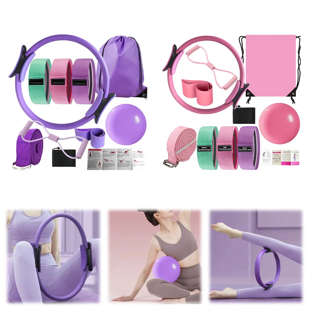 Yoga Pilates Kit 10 Piece Set With Resistance Bands And Ring_voghion.com