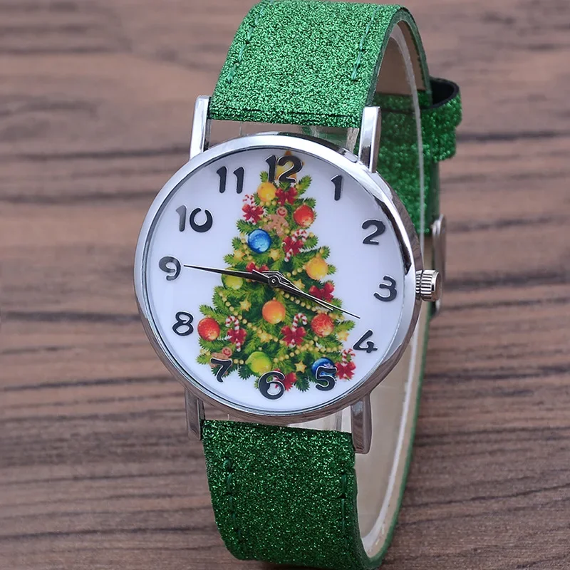 Christmas Tree Women's Watches Casual Quartz Wristwatches Bright Color Leather Strap Watches Cute Ladies Watch Gift Reloj Mujer 3