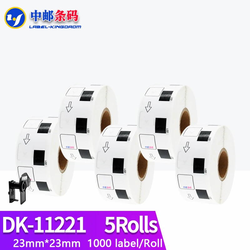 

5Rolls Compatible DK-11221 Label 23*23mm Die Cut Work for Brother Thermal Printer QL-700/800/810/820/1100/1110 DK-1221 DK11221