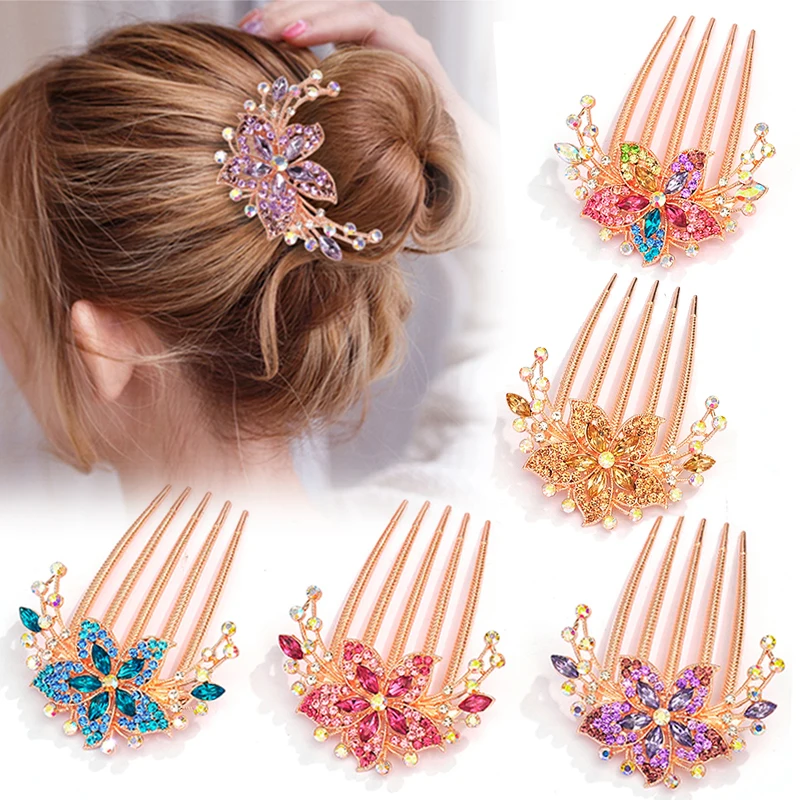 

Fashion Austrian Crystal Hairpins for Women Sequin Rose Flower Hair Bows with Clips Rhinestone Hair Barrettes Hair Accessories