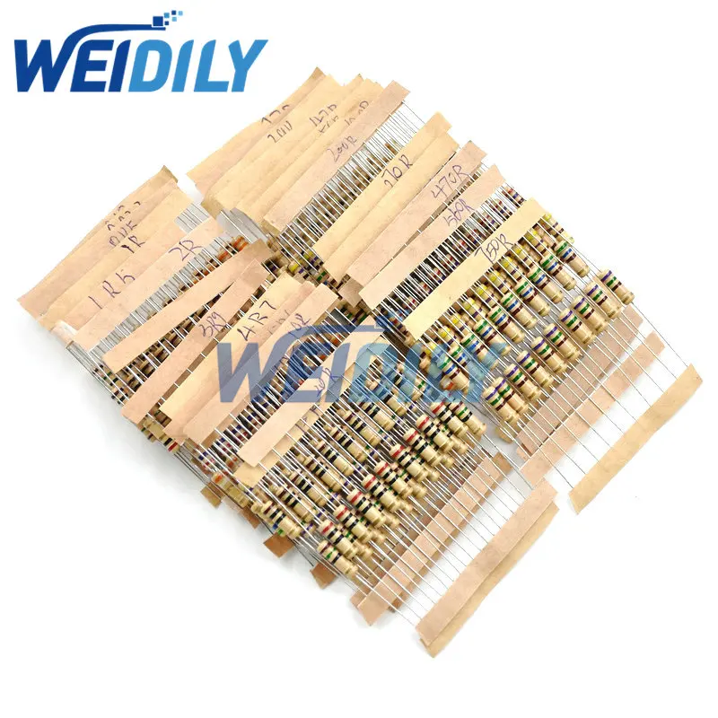 300PCS Resistor Kit 1W 0.1-750 ohm 5% 30values X 10pcs Carbon Film Resistance Set 0.1R-750R carbon film resistor