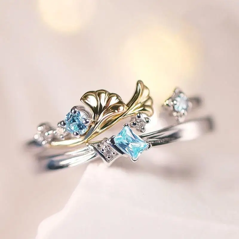 

Exquisite Sweet Orchid Zircon Engagement Wedding Ring for Women Girls Crystal Stone Rings Party Jewelry Accessories Gifts