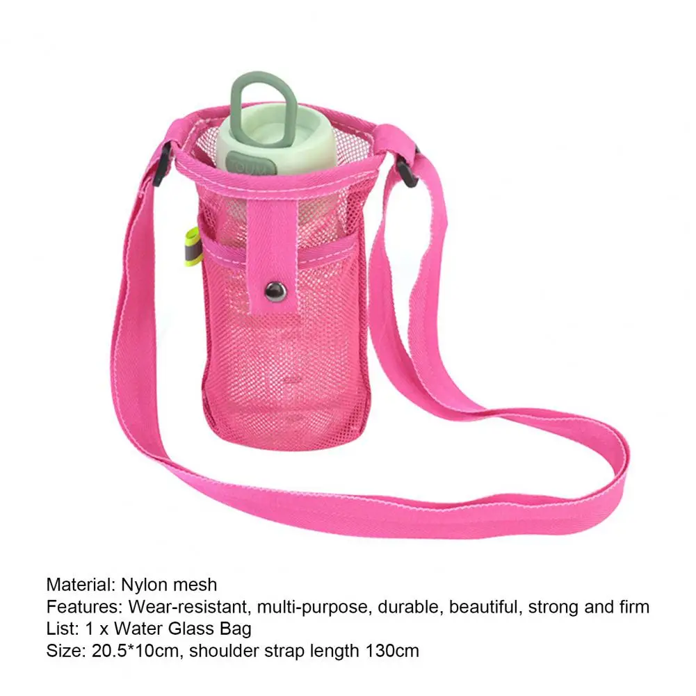 Water Bottle Holder Mesh Bottle Sling with Adjustable Shoulder