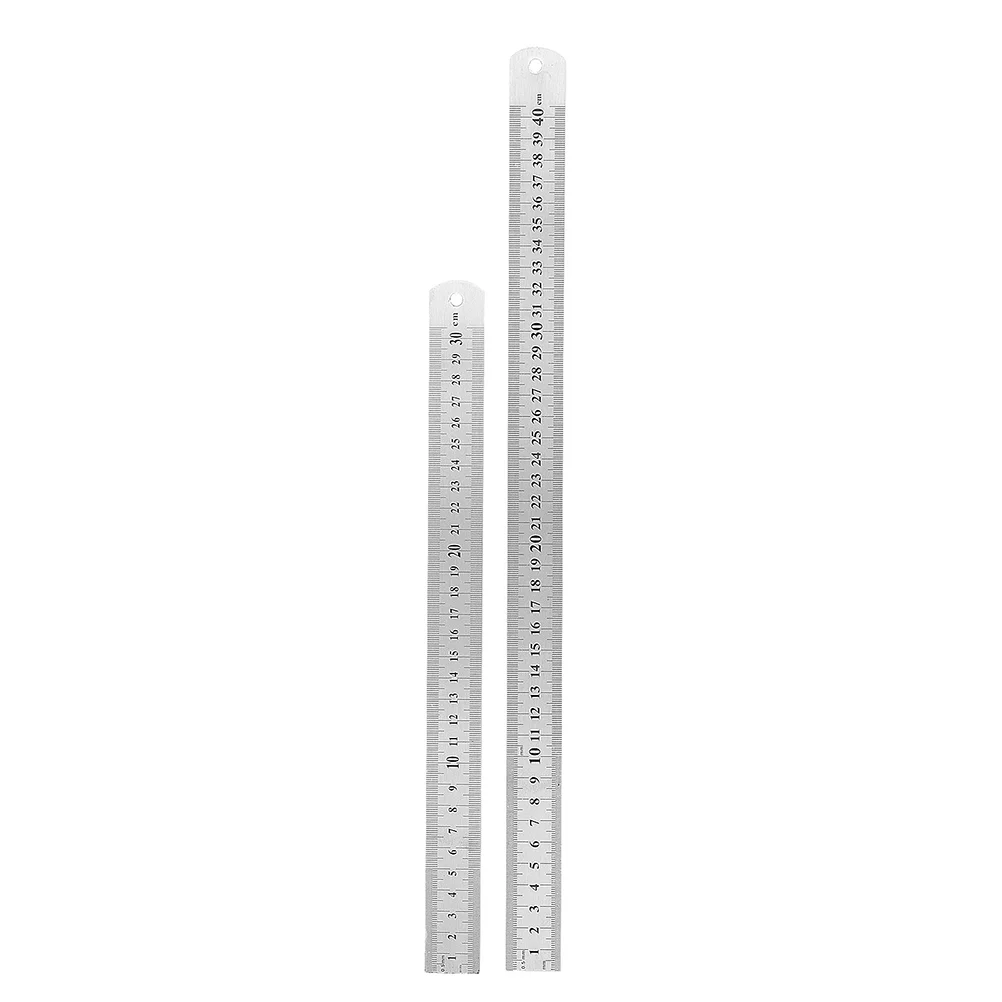 2pcs Stainless Steel Rulers Straight Rulers Drawing Rulers Measurement Tools