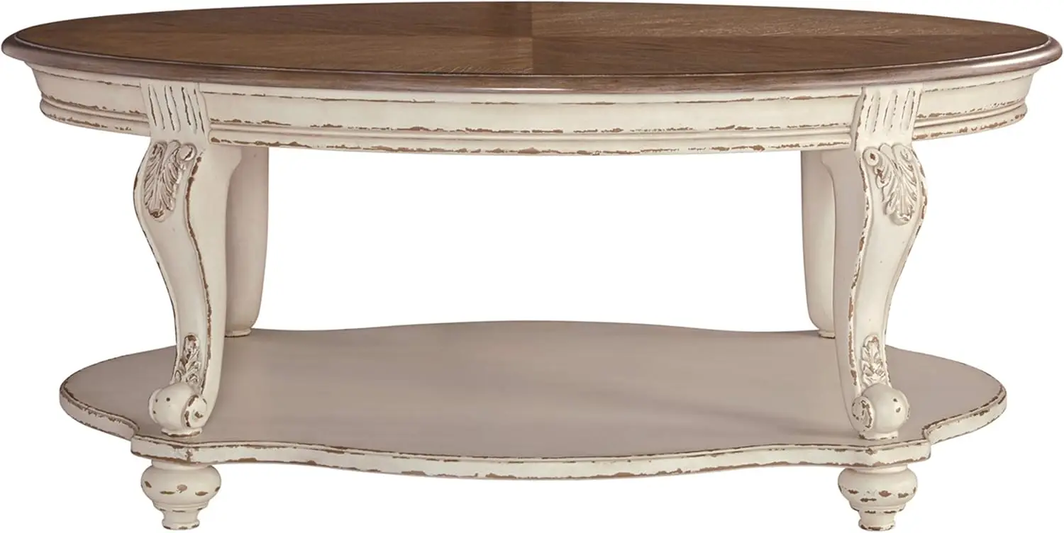 Realyn Casual Cottage Coffee Table, Antique White & Brown 6