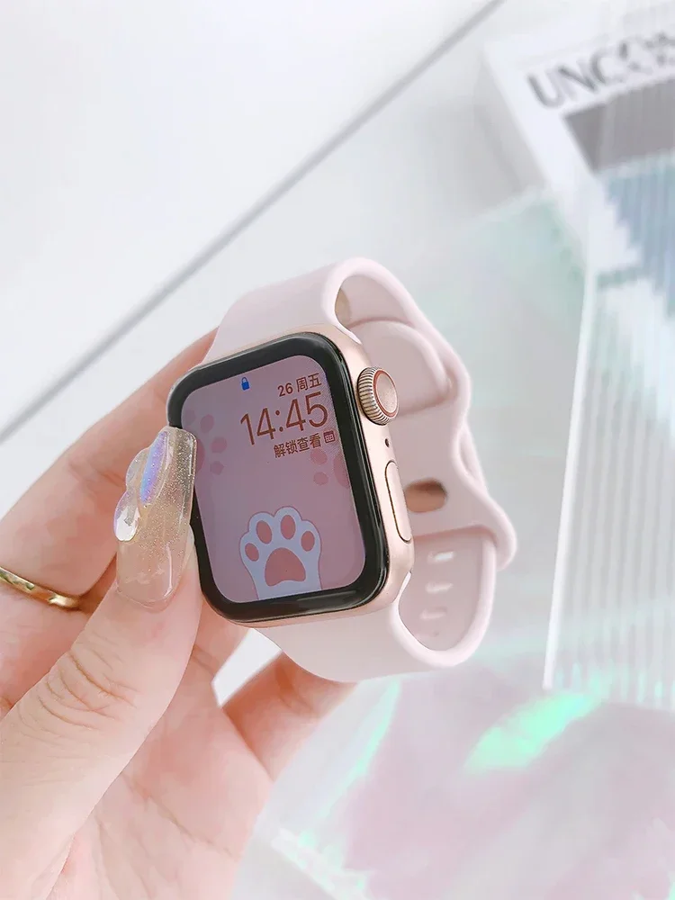 Silikon armband für Apple Uhren armband 44mm 40mm 45mm 41mm 49mm 42mm 38mm 44mm Armband iwatch Serie 9 7 se 3 4 5 6 8 Ultra Band – Detail 5