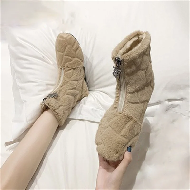 

Women's Luxury Thermal Fur Boots Winter High Quality Mink Fur Snow Boots Outdoor Warm Comfortable Plush Boots