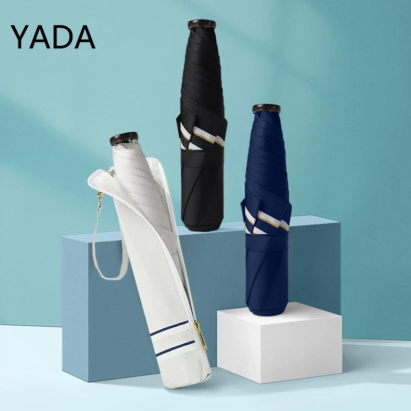 

YADA 5 Fold 6K Mini Pocket Parapluie Portable Rain And Sun Pencil Umbrellas Parasol For Women Anti UV Stripe Umbrella YS220057