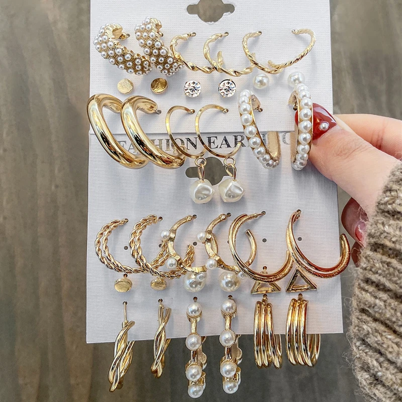 Geometry Earrings Set Wholesale Trendy Irregular Vintage Earring Set For Women Elegant Punk Vintage Dangle Wedding Party Jewelry