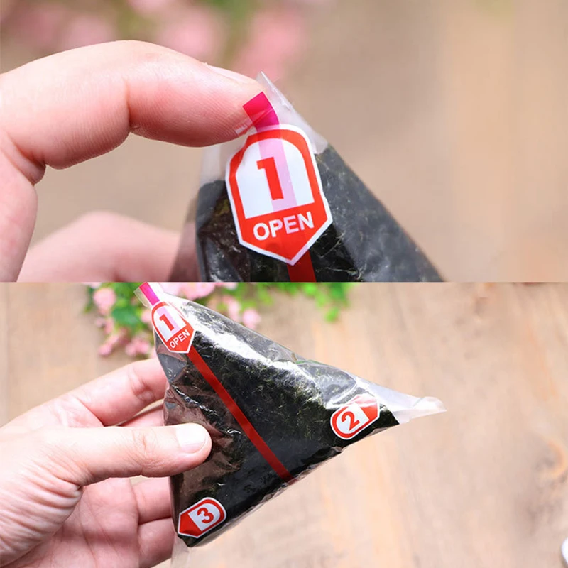 Description Picture 5 of item20Pcs Double Layers Triangle Rice Ball Packing Bag Seaweed Onigiri Sushi Bag Sushi Making Packaging Bag Tools Accessories