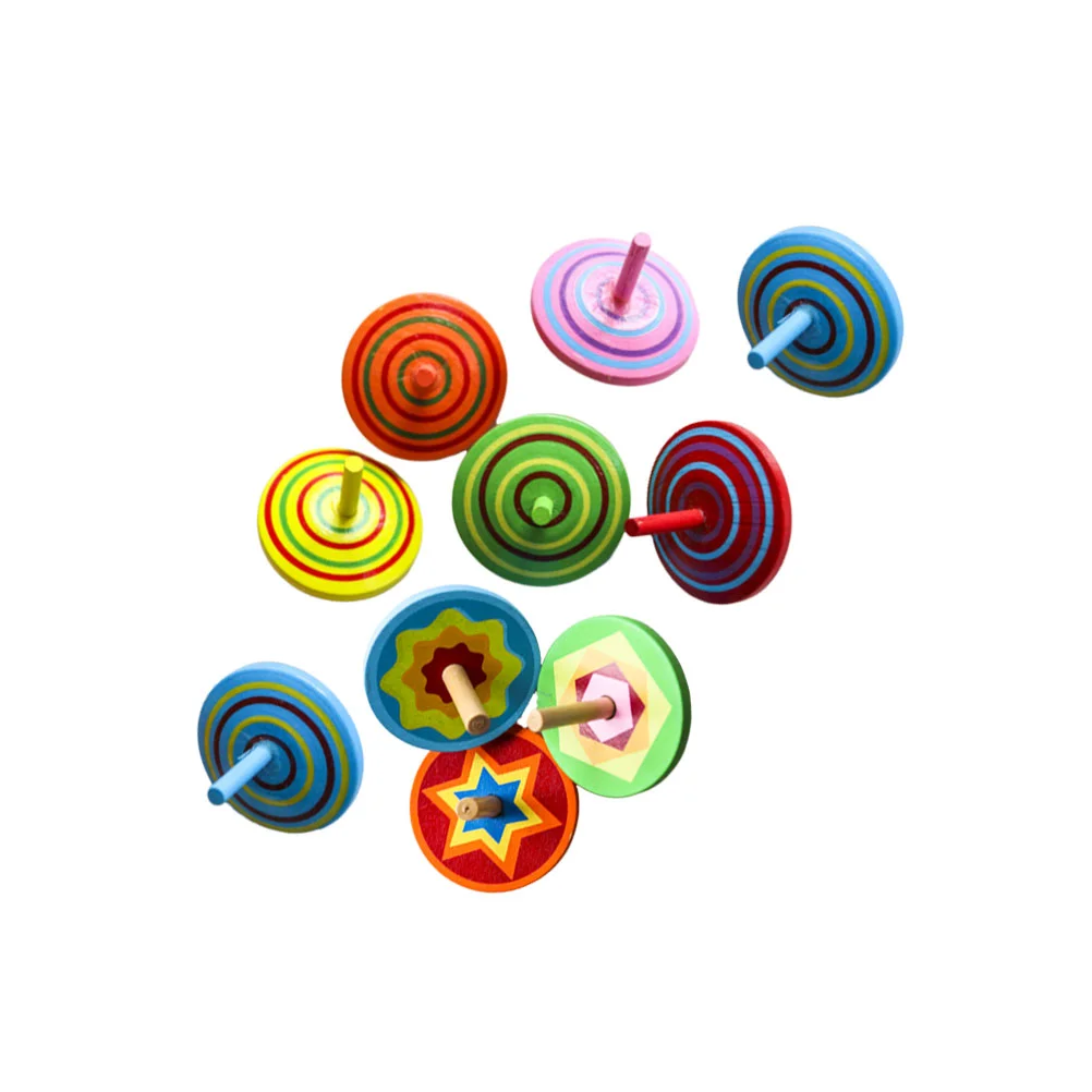 

10/20pcs Wooden Spinning Tops Classical Painted Peg-Top Gyro Toys Desktop Educational Toys For Children Kids Gift