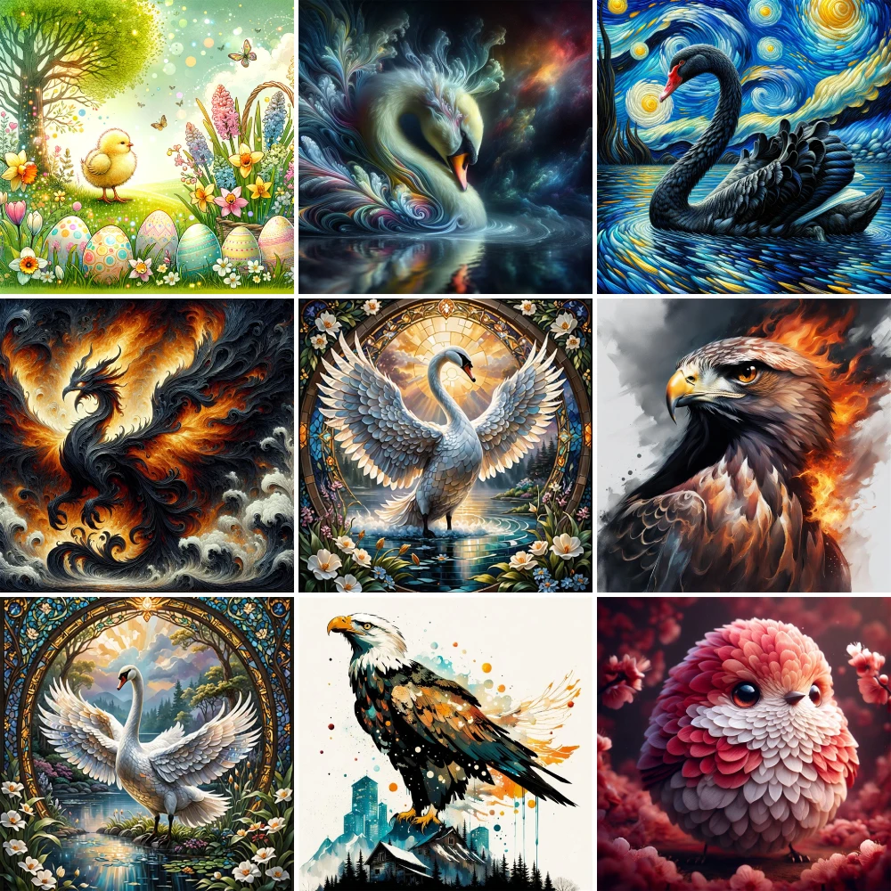 Vogel Schwan Adler gedruckt Leinwand Kreuz stich Full Kit DIY Stickerei Malerei Stricken Handwerk Handarbeiten Mulina Wohnkultur gezählt