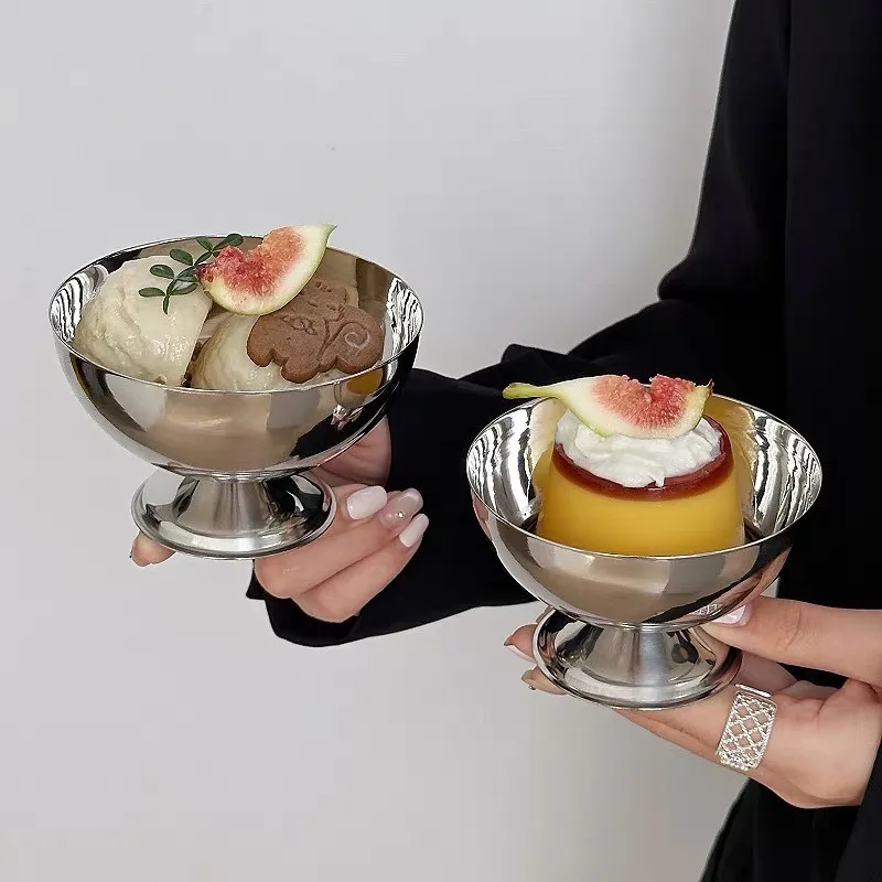 Ice Cream Stainless Steel Cup | Salad Dessert Bowl for Milkshake Snack, Fruit Yogurt Cake Dish for Home & Party Convenient