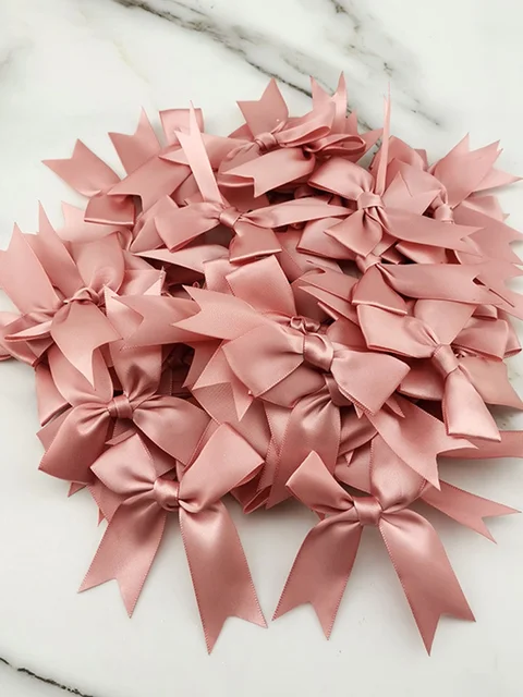 150 Fiocchi Di Raso Rosa Per Fai Da Te - Decorazioni Matrimonio, Carte Regalo E Craft - Foto 4